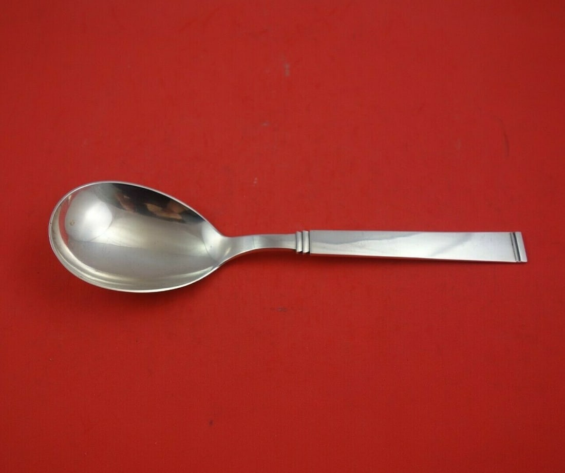 W and S Sorensen Funkis III Sterling Silver Berry Spoon 9 3/4 Inch: W and S Sorensen Funkis III Sterling Silver Berry Spoon 9 3/4 Inch Presenting the Funkis III Berry Spoon by W and S Sorensen, crafted from high-quality sterling silver. This elegant serving spoon meas