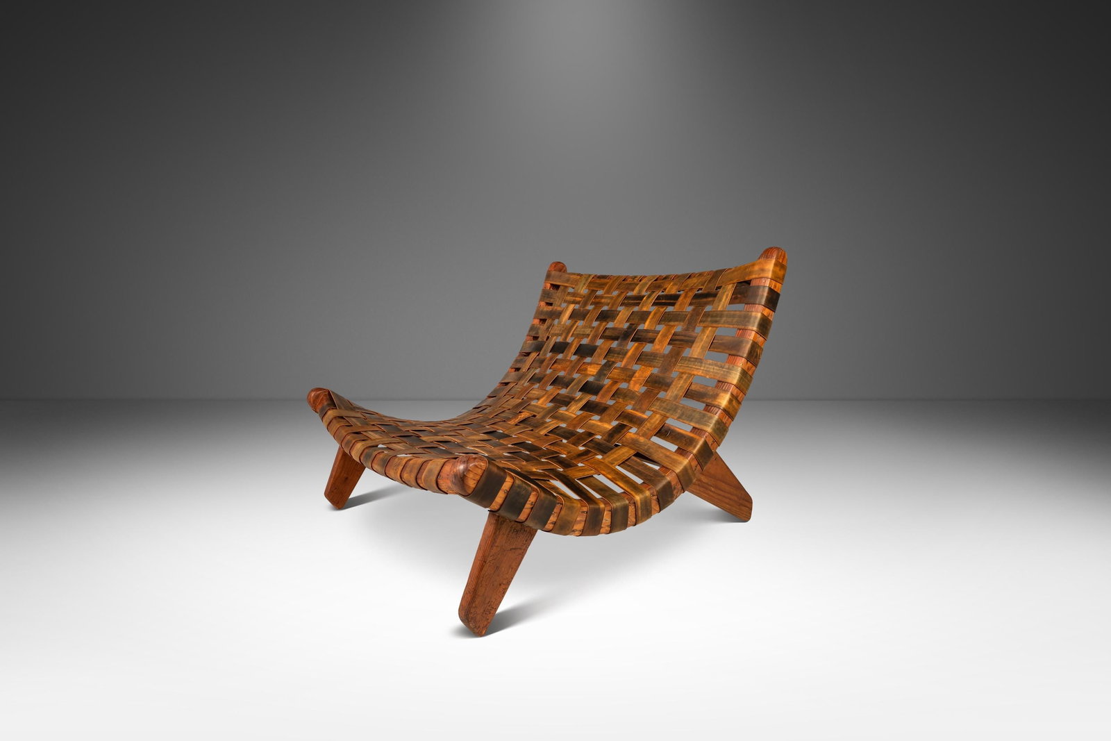 Rare 1950s Scoop Lounge Chair in Solid Douglas Fir and Leather after Jose Zanine Caldas (1 of 10)