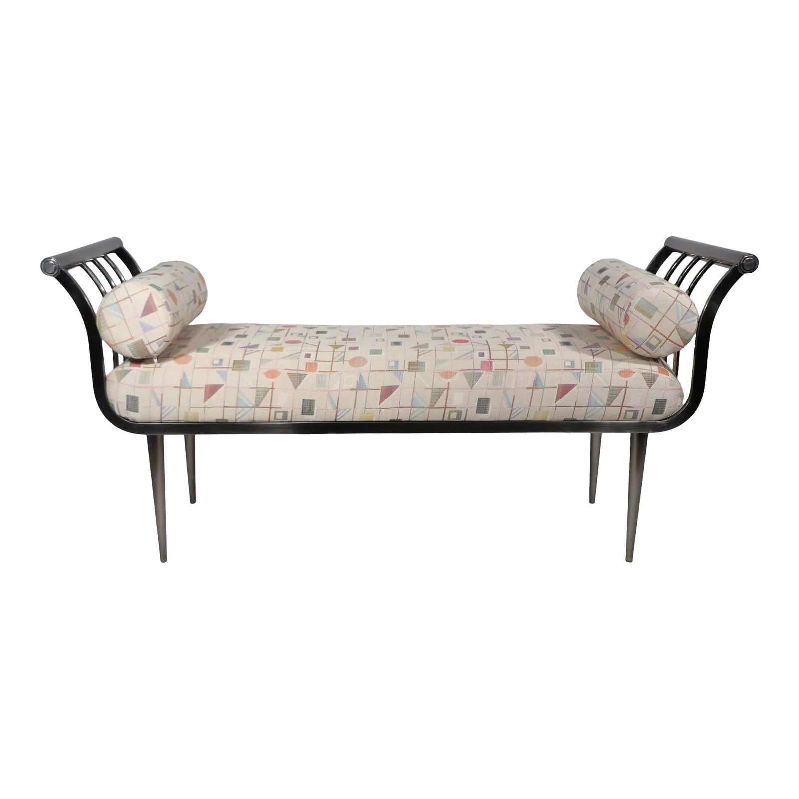 Post Modern Steel Upholstered Bench by Design Institute America DIA 1980s Gray (1 of 10)