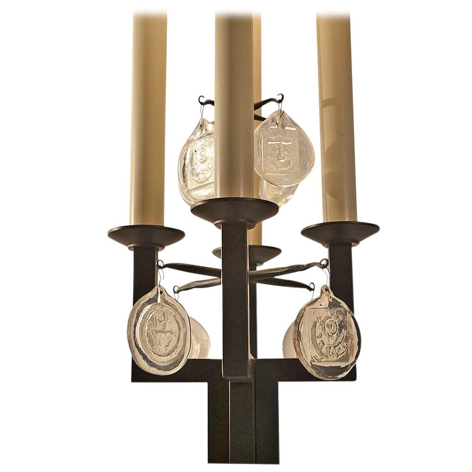 Erik Hoglund Boda Nova Glasswork Floor Lamp Black Iron with Glass Medallions (1 of 10)