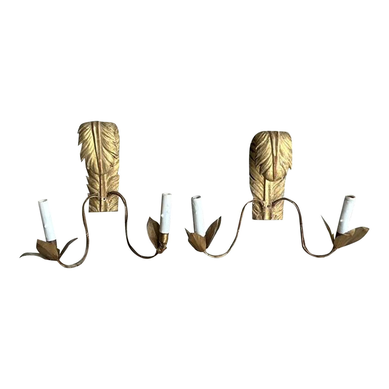 Elegant Vintage Regency Gilt Wood Sconces - Pair (1 of 5)