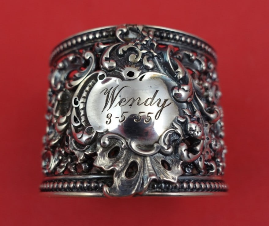 Engraved Sterling Silver Napkin Ring Shiebler Pattern 3424 Wendy 3-5-55 (1 of 3)