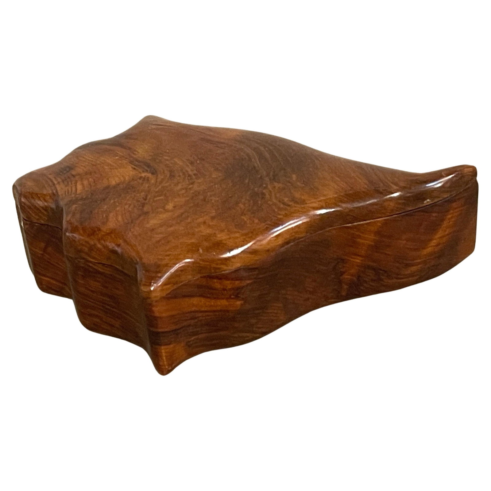 French Modern Hand-Carved Hardwood Conch Shell Box 1980s (1 of 9)