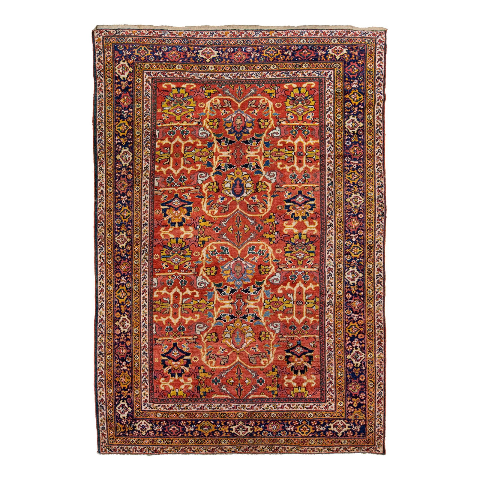 Modern Sultanabad Handmade Rust-Orange Wool Rug 6'9 x 10'1: Modern Sultanabad Handmade Rust-Orange Wool Rug 6'9 x 10'1 Enhance your space with this stunning Modern Sultanabad handmade wool rug featuring a vibrant rust-orange color field. Adorned with exquisite