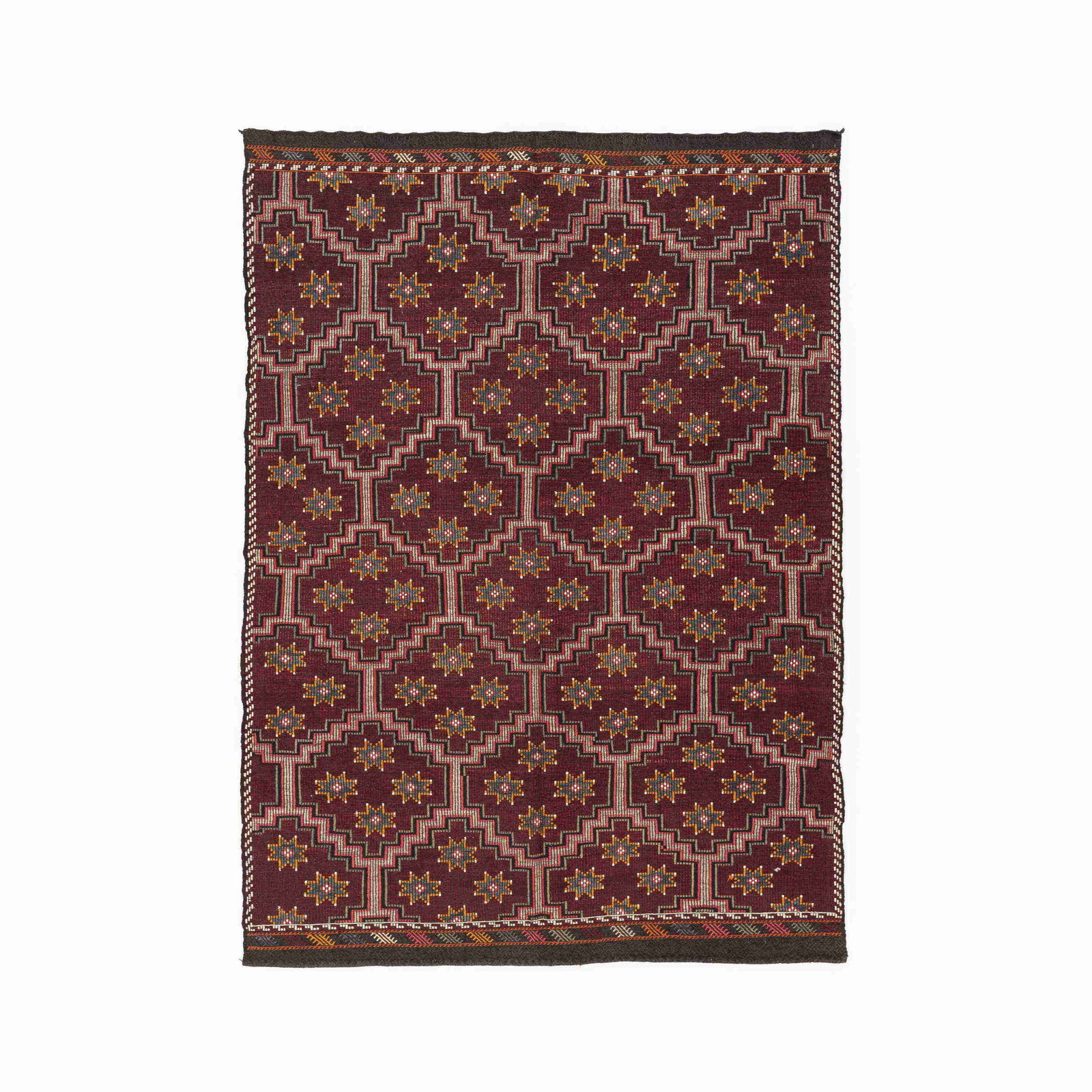 Authentic Handmade Cicim Wool Kilim Rug 208 x 292 cm: Authentic Handmade Cicim Wool Kilim Rug 208 x 292 cm This authentic handmade Cicim is crafted from high-quality wool on wool, featuring a flat woven design that showcases the intricate artistry of tra