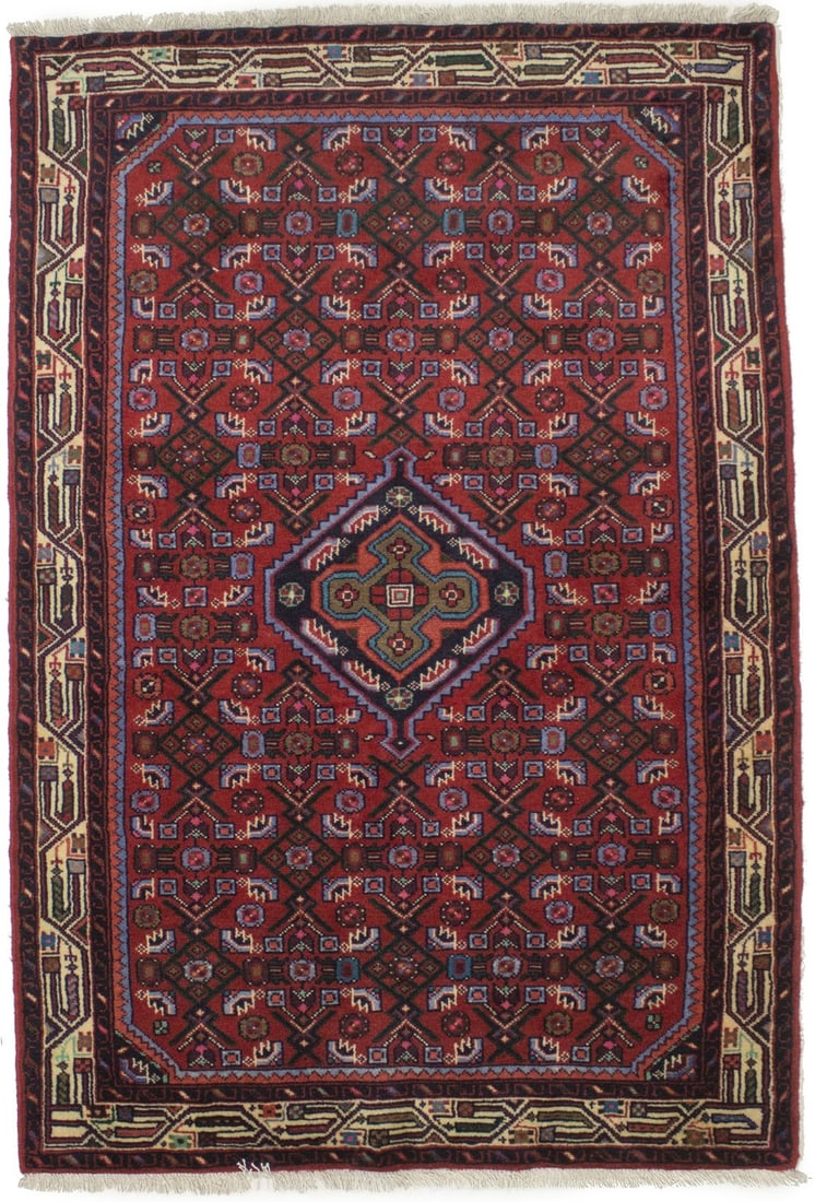 Rare Vintage 3'7 x 5'4 Handmade Tribal Oriental Wool Rug: Rare Vintage 3'7 x 5'4 Handmade Tribal Oriental Wool Rug Enhance your space with this rare handmade vintage tribal oriental rug, perfect for hallways or kitchens. Measuring 3'7" x 5'4", this stunning 