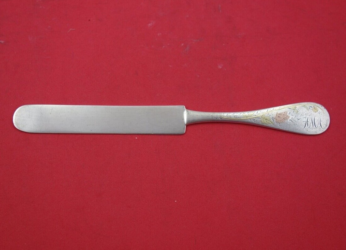 Whiting Number 22 Sterling Silver Dessert Knife 8 Rose Gold Butterfly: Whiting Number 22 Sterling Silver Dessert Knife 8 Rose Gold Butterfly Indulge in the elegance of this Whiting Sterling Silver Dessert Knife, measuring 8 inches. Crafted in the exquisite Number 22 patt