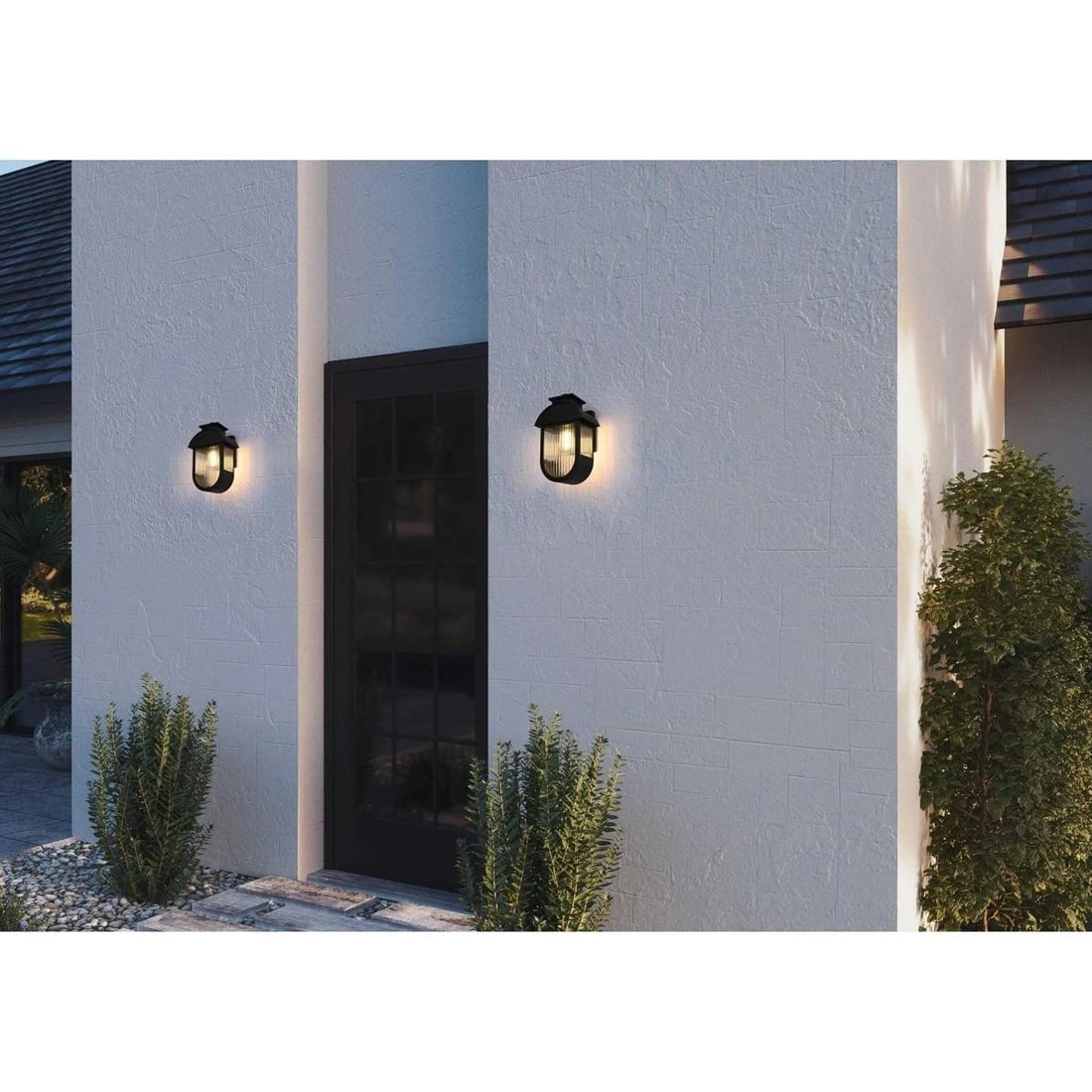 Albert Black Iron Glass Outdoor Wall Light 13 inch (1 of 9)