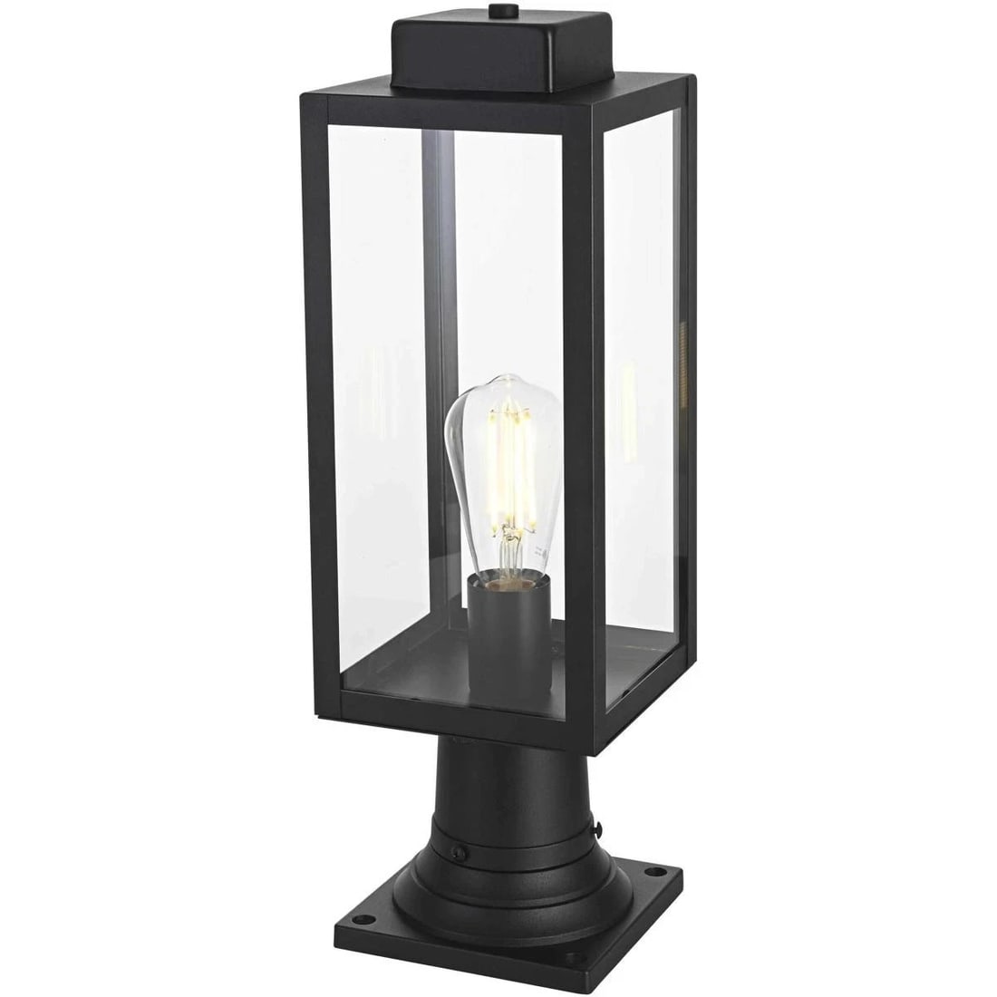 Hilton 19 in Black Outdoor Pole Light Clear Glass (1 of 8)