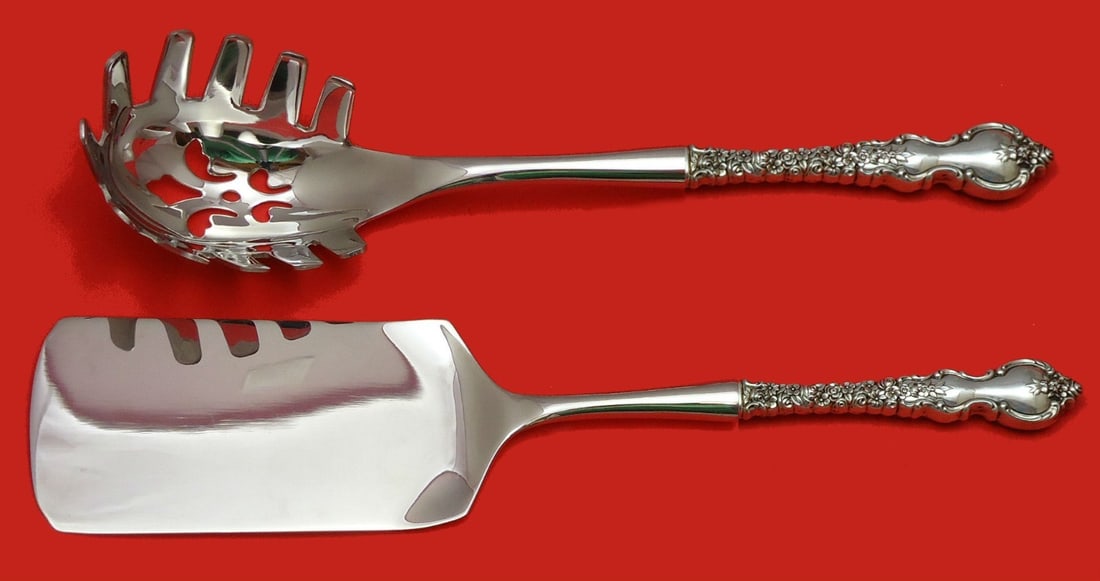 Du Barry International Sterling Silver 2pc Pasta Serving Set: Du Barry International Sterling Silver 2pc Pasta Serving Set Elevate your dining experience with this exquisite Du Barry Hostess Set by International Sterling. Crafted from sterling silver with stainl