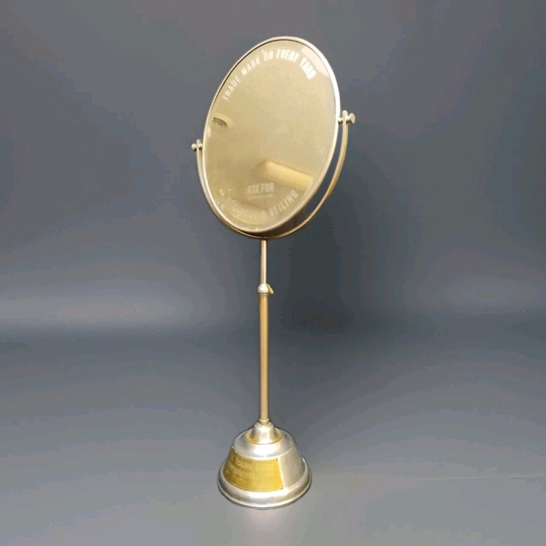 Nickel Brass Advertising Counter Mirror The Veiling House Oppenheimer Levy NY (1 of 16)