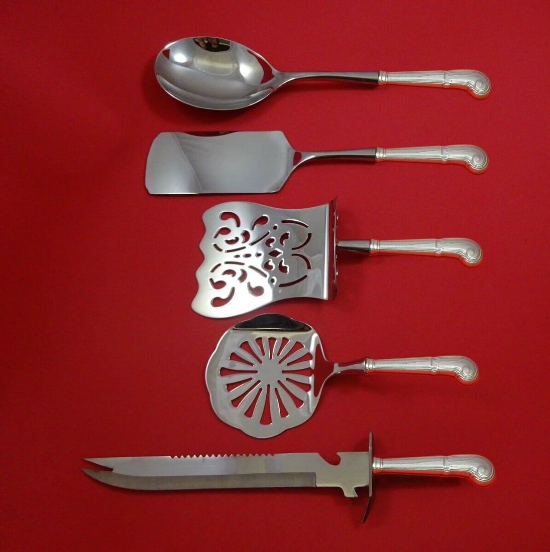 Tiffany & Co Castilian Sterling Silver 5pc Brunch Serving Set: Tiffany & Co Castilian Sterling Silver 5pc Brunch Serving Set This exquisite 5-piece brunch serving set is crafted by Tiffany & Co. in the elegant Castilian pattern. Made from high-quality sterling si