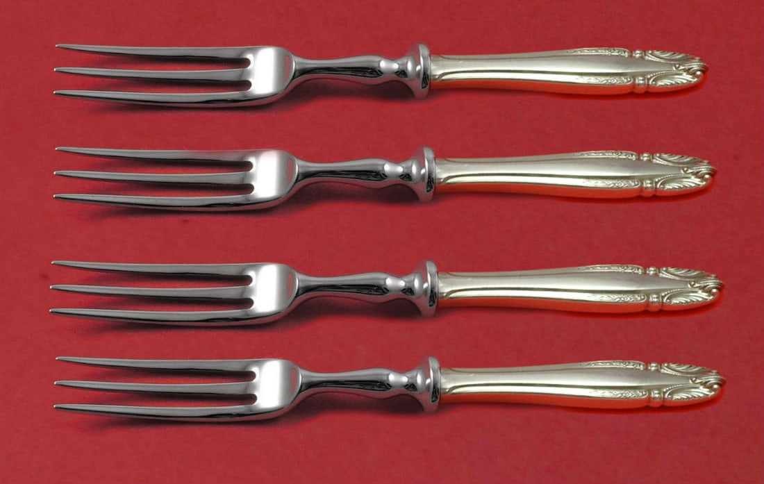 Wallace Stradivari Sterling Silver 4-Piece Fruit Fork Set 6" Custom Made: Wallace Stradivari Sterling Silver 4-Piece Fruit Fork Set 6" Custom Made This exquisite 4-piece fruit fork set features the elegant Stradivari pattern by Wallace, crafted from sterling silver with hol