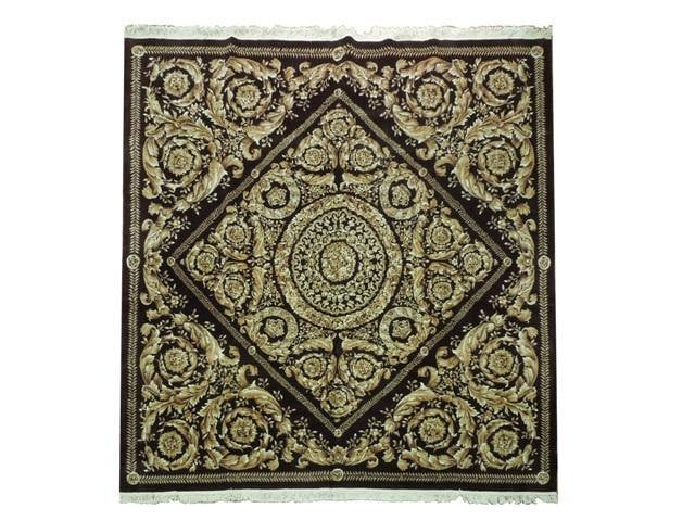 Luxurious 9'11 x 9'10 Brown Handmade Savonnerie Rug: Luxurious 9'11 x 9'10 Brown Handmade Savonnerie Rug Free continental US Shipping Discover the elegance of this luxurious 9' 11" x 9' 10" handmade Savonnerie rug, designed to enhance any home decor. Cr