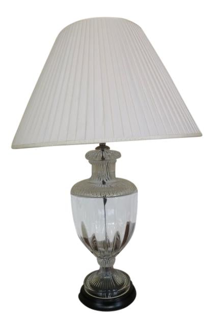 1990s Arrowsmith Chrome Crystal Urn Lamp with Pleated Shade (1 of 7)