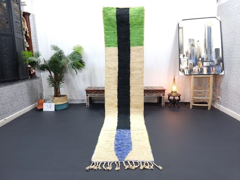 Handwoven Moroccan Runner Rug 2 x 10 feet 100% Sheep Wool (1 of 10)