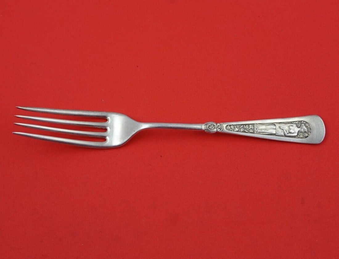 Rare Arcadian Sterling Silver Fork by International 7 1/8" Greek Design: Rare Arcadian Sterling Silver Fork by International 7 1/8" Greek Design Discover the exquisite Arcadian pattern fork by International Sterling, a rare find from circa 1886. This sterling silver regula