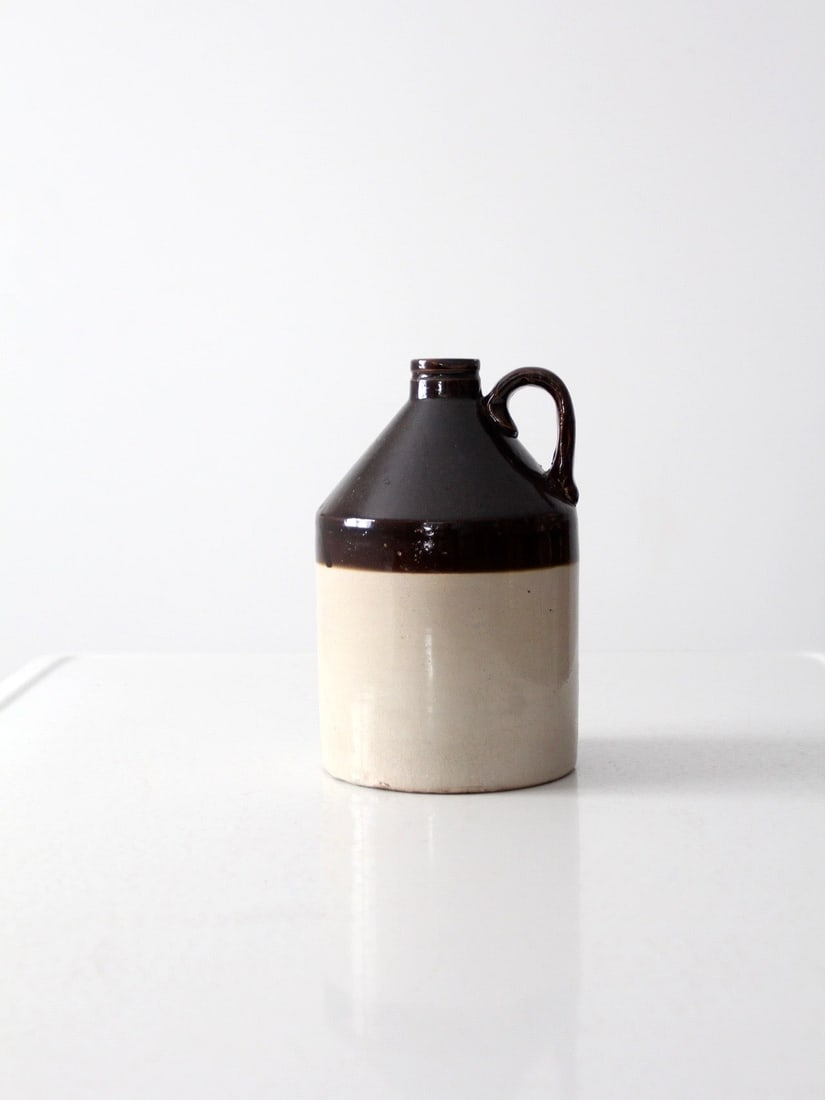 Antique Stoneware Jug with Brown Albany Slip 8.75" Tall (1 of 6)