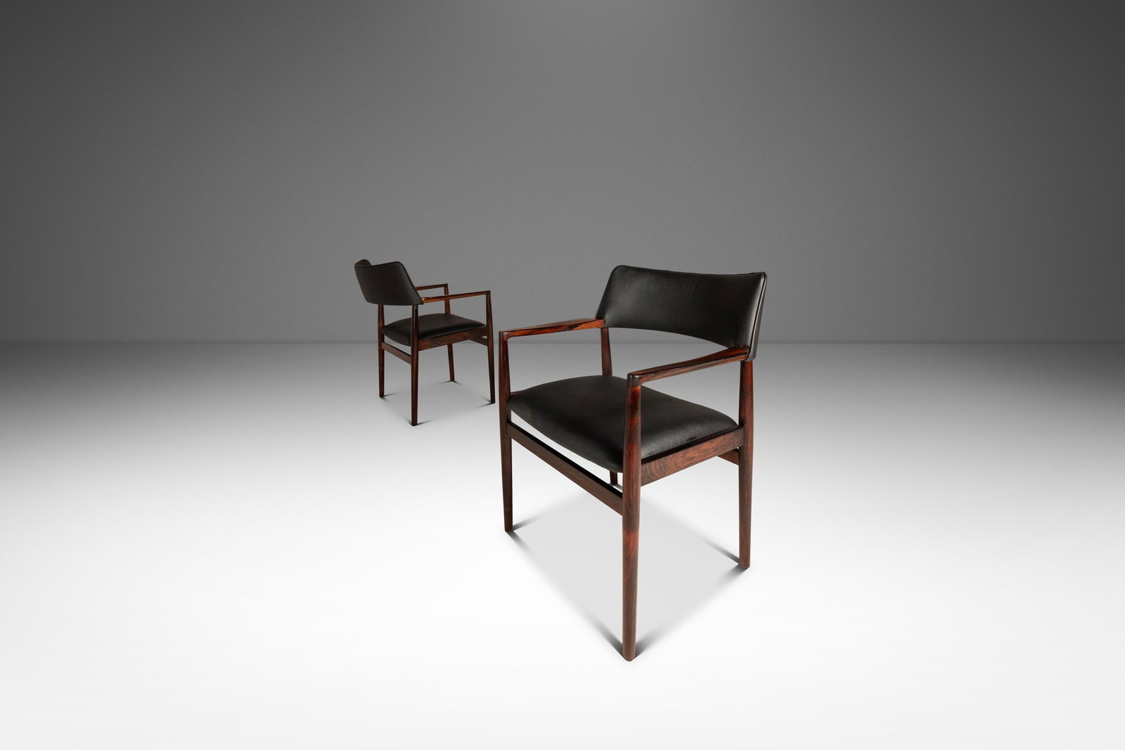 Pair of Erik Worts Danish Rosewood Leather Armchairs (1 of 18)