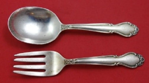 Sterling Silver 2-Piece Baby Utensil Set Wedding Bells Pattern by International (1 of 1)
