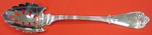 Tiffany & Co Beekman Sterling Silver Spaghetti Straining Spoon 9-Hole Custom: Tiffany & Co Beekman Sterling Silver Spaghetti Straining Spoon 9-Hole Custom Discover the exquisite craftsmanship of the Beekman spaghetti straining spoon by Tiffany & Co. This custom-made serving pie