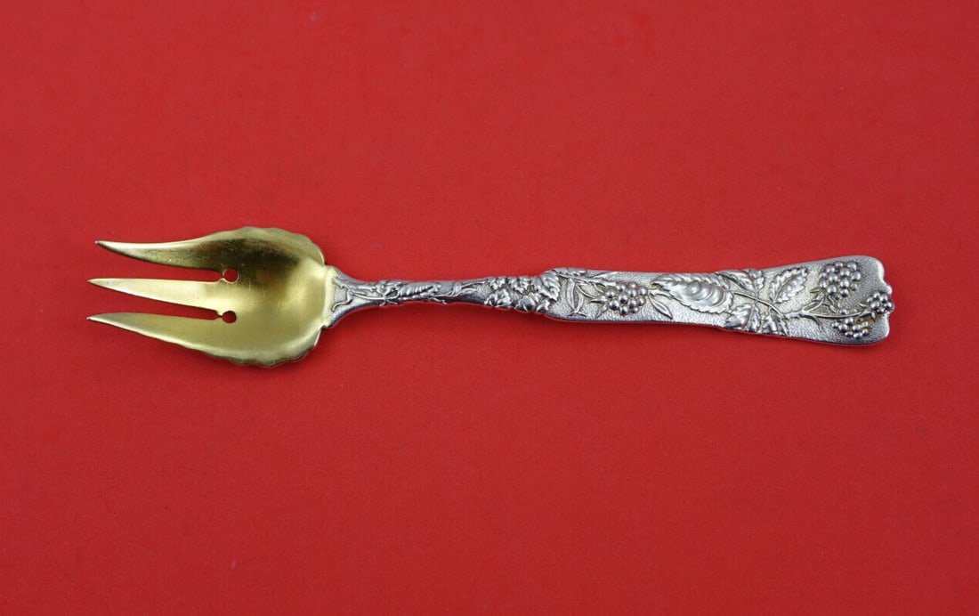 Tiffany & Co. Vine Sterling Silver Pastry Fork 6 3/4" Raspberry Motif (1 of 5)