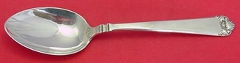 Watson George II Sterling Silver 8 3/8 Serving Spoon: Watson George II Sterling Silver 8 3/8 Serving Spoon Sterling silver serving spoon in the George II pattern by Watson. This pre-owned piece is not monogrammed and is in excellent condition, with a dec