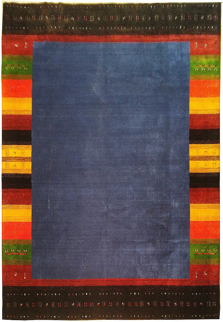 8' x 10' Handmade India Gabbeh Rug Contemporary Blue Rainbow (1 of 9)