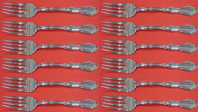 Towle Fontana Sterling Silver Salad Fork Set 12 Pieces: Towle Fontana Sterling Silver Salad Fork Set 12 Pieces Enhance your dining experience with this exquisite 12-piece salad fork set in the Fontana pattern by Towle. Crafted from high-quality sterling si