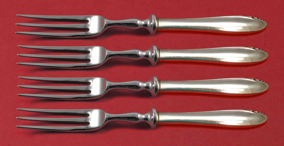 Oneida Lasting Spring Sterling Silver 4-Piece Fruit Fork Set 6": Oneida Lasting Spring Sterling Silver 4-Piece Fruit Fork Set 6" Elevate your dining experience with the exquisite Lasting Spring 4-piece fruit fork set by Oneida. Crafted from high-quality sterling si