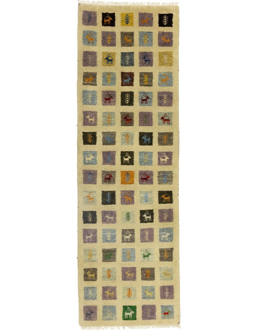 Hand Knotted Wool Indo Gabbeh Pictorial Runner Rug 2'6 x 7'11 (1 of 17)