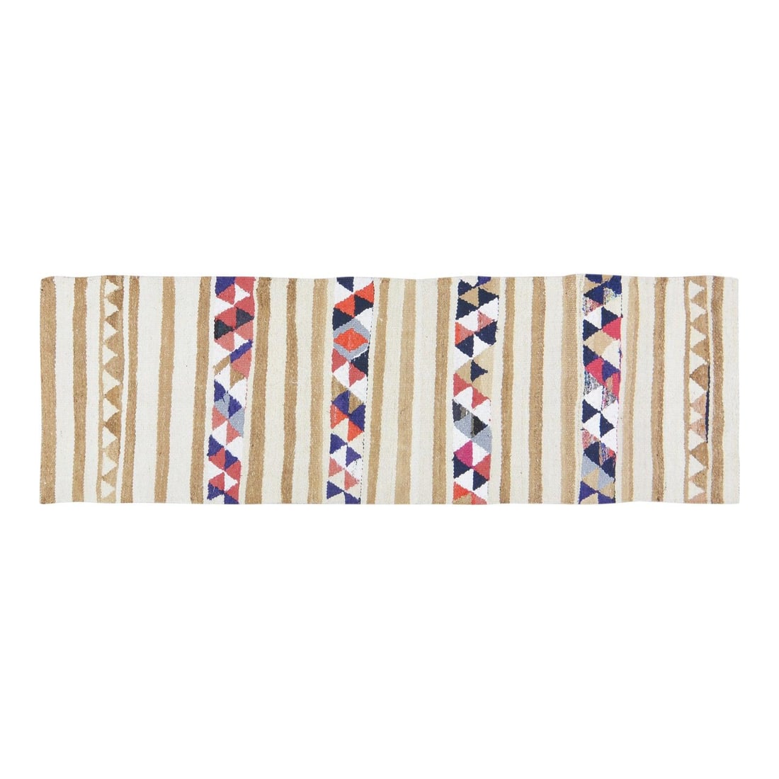 Turkish Kurdish Wool Flatweave Rug 3x10 Hand-Knotted Vintage: Turkish Kurdish Wool Flatweave Rug 3x10 Hand-Knotted Vintage This vintage Turkish tribal Kurdish flatweave rug is hand-knotted from wool using traditional techniques, blending classic craftsmanship wi