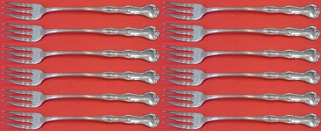 Gorham Rondo Sterling Silver Cocktail Fork Set 12 Pieces 5 3/4": Gorham Rondo Sterling Silver Cocktail Fork Set 12 Pieces 5 3/4" Enhance your dining experience with this exquisite 12-piece cocktail fork set from Gorham, featuring the elegant Rondo pattern. Each for