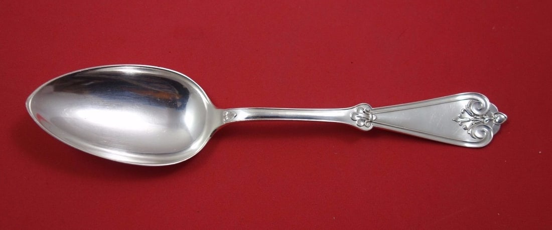 Pacific Serving Spoon by Schulz & Fischer Sterling Silver 8 3/8": Pacific Serving Spoon by Schulz & Fischer Sterling Silver 8 3/8" This exquisite serving spoon from the Pacific collection by Schulz & Fischer is crafted from high-quality sterling silver, making it a 