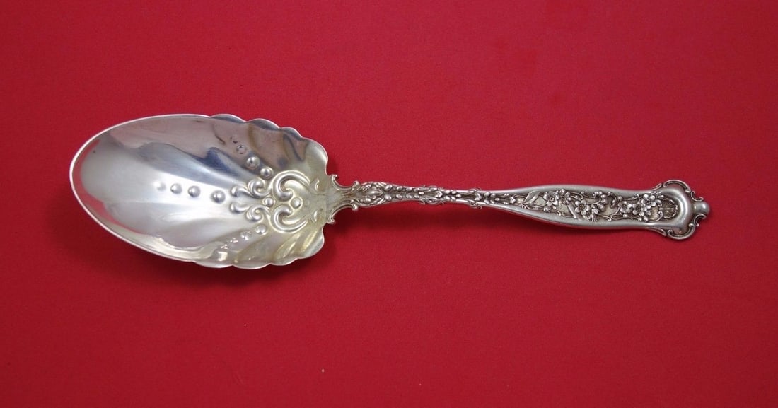 Whiting Dresden Sterling Silver Salad Serving Spoon 9 Inch Fancy Design: Whiting Dresden Sterling Silver Salad Serving Spoon 9 Inch Fancy Design Enhance your dining experience with this exquisite Dresden by Whiting Sterling Silver Salad Serving Spoon. Crafted from high-qua