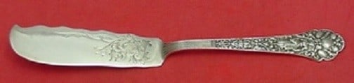 Gorham Medici Old Sterling Silver Master Butter Knife 7 3/4 Inch: Gorham Medici Old Sterling Silver Master Butter Knife 7 3/4 Inch Introducing the Medici Old by Gorham Sterling Silver Master Butter Knife, featuring a sleek flat handle and a brite-cut design. Crafted