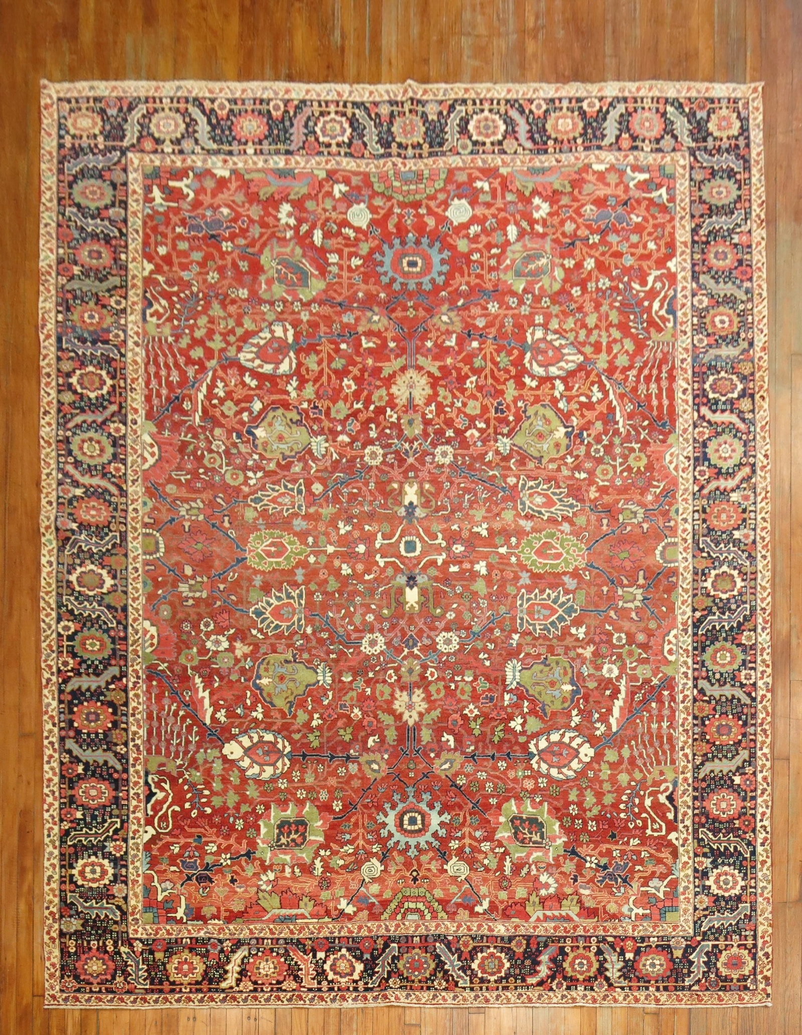 8' 8" x 10' 9" Antique Persian Serapi Heriz Room Rug (1 of 7)