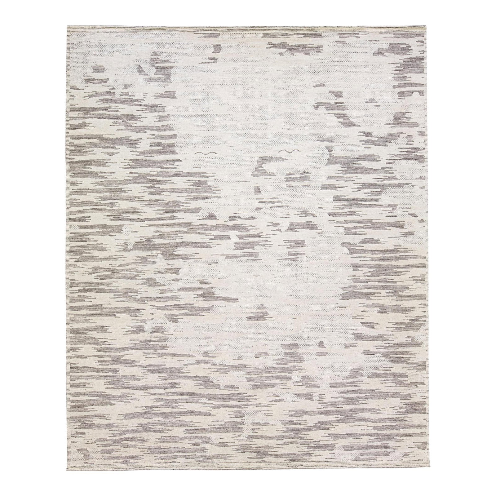 Handmade Moroccan Wool Rug Beige Gray 12'2 x 14'11: Handmade Moroccan Wool Rug Beige Gray 12'2 x 14'11 Discover the elegance of this modern Moroccan-style hand-knotted wool rug, showcasing a beautiful beige and ivory color palette. Part of the Safi Col