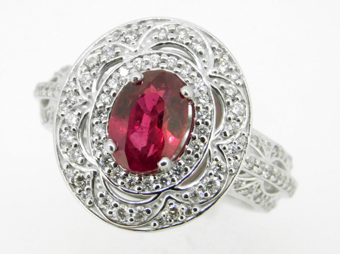 GIA Burmese pigeon blood ruby ring 14k white gold size 7 (1 of 9)