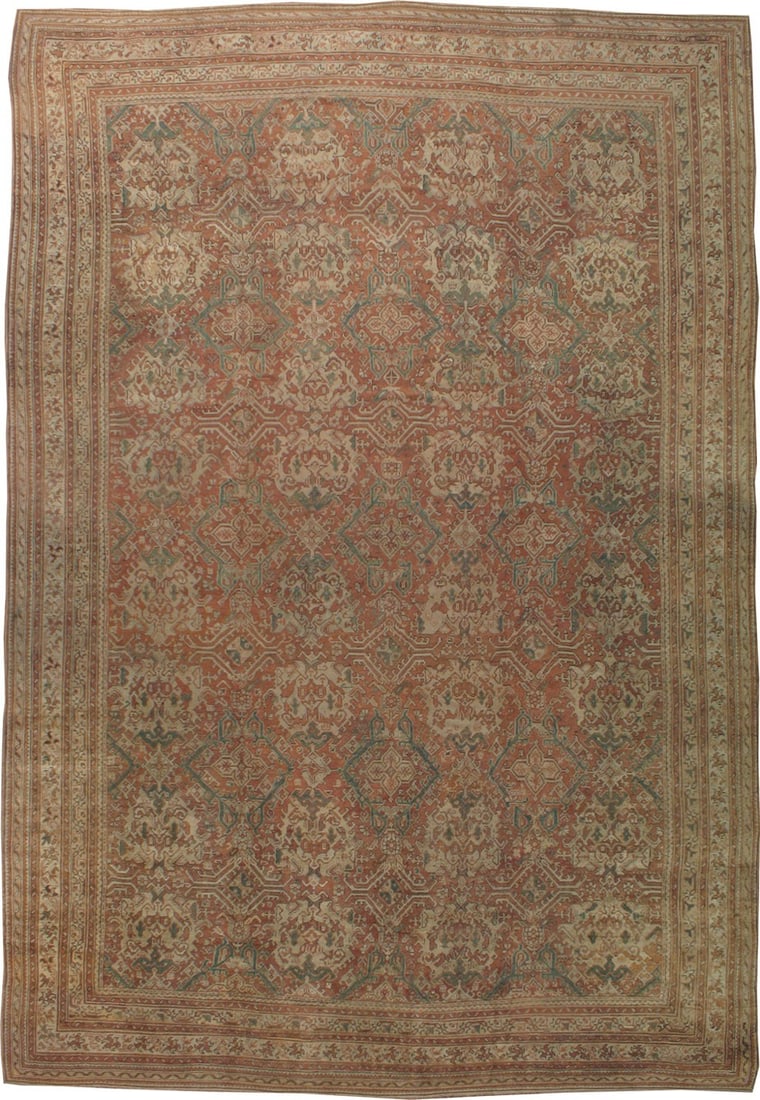 16' 2" x 23' 9" Early 20th Century Turkish Oushak Rug: 16' 2" x 23' 9" Early 20th Century Turkish Oushak Rug An oversize antique Turkish Oushak rug from the early 20th century. This pre-owned rug features the classic Oushak form and design tradition. Spec