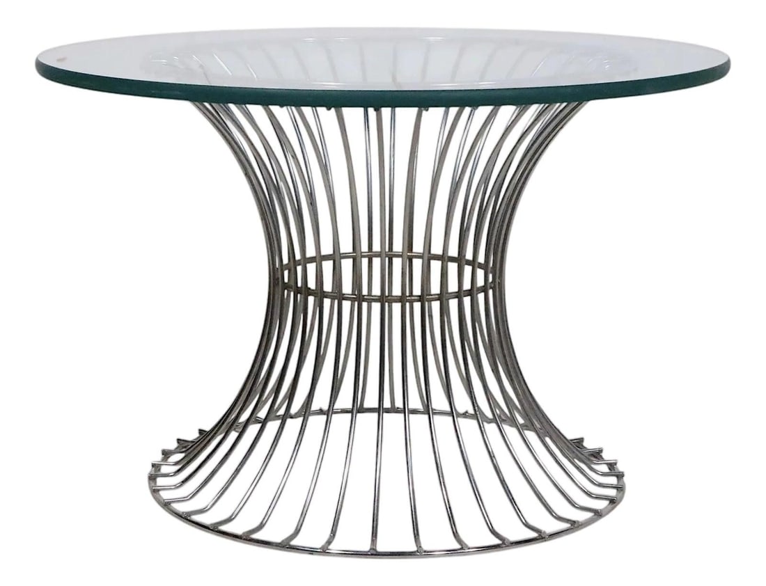 Chrome and Glass Round Side Table after Platner 22 x 14.5 (1 of 10)