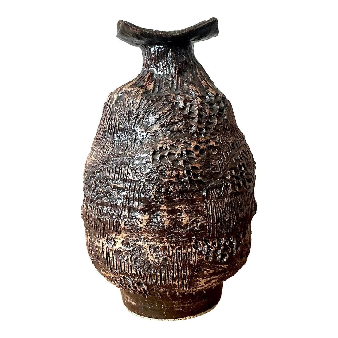 Handmade Studio Pottery Vase with Organic Textured Surface 11" Tall (1 of 7)