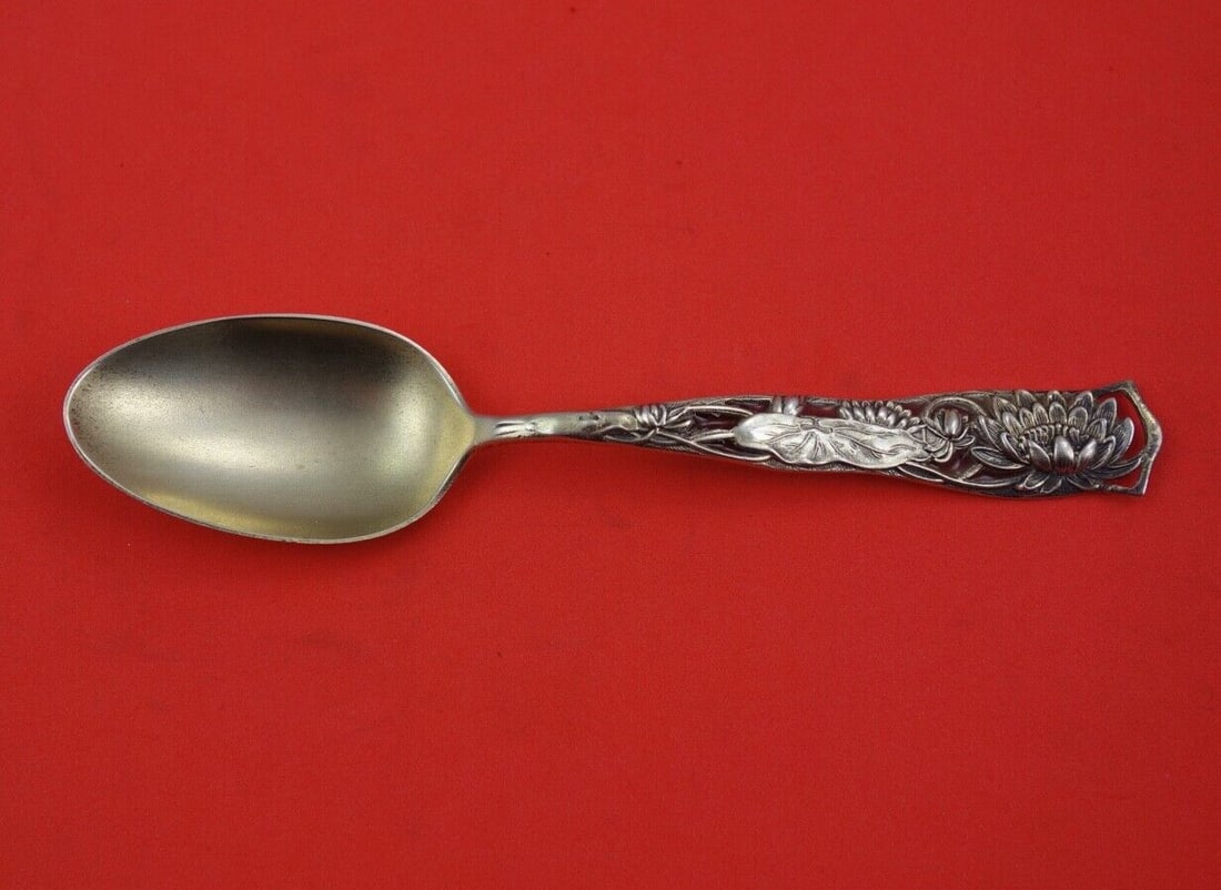 Shiebler Flora Sterling Silver Teaspoon #9 Light Vermeil 5 5/8 (1 of 2)