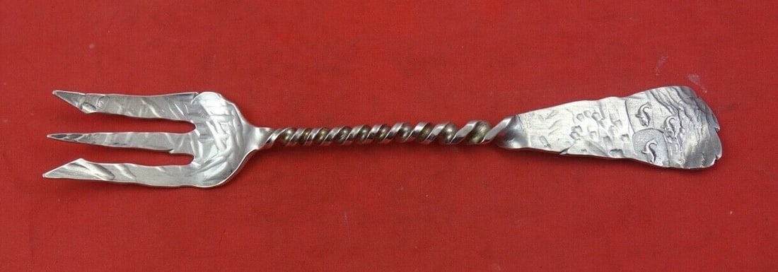 Gorham Hamburg Sterling Silver 3-Tine Salad Fork with Fish 6 1/8" (1 of 2)