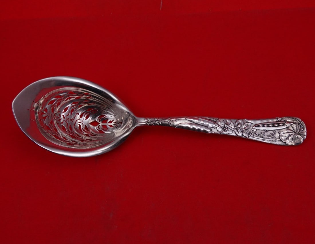 Tiffany Co Vine Sterling Silver Slotted Ice Spoon 9 1/2 Peapod Monogram (1 of 3)