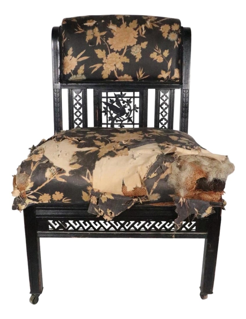 Victorian Aesthetic Movement Ebonized Wood Side Chair 22.0 x 22.0 x 31.5 (1 of 10)