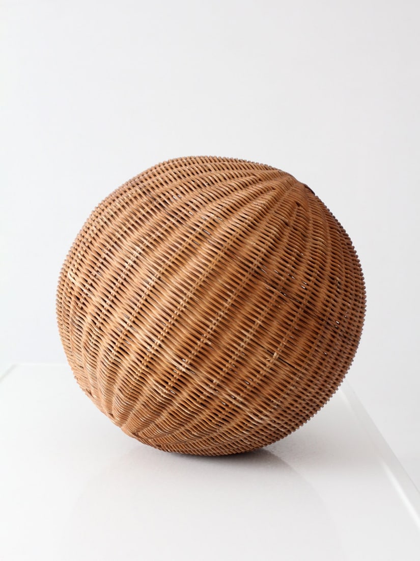 Large Wicker Globe Sculpture 16 inch Ribbed Spiral Weave (1 of 14)