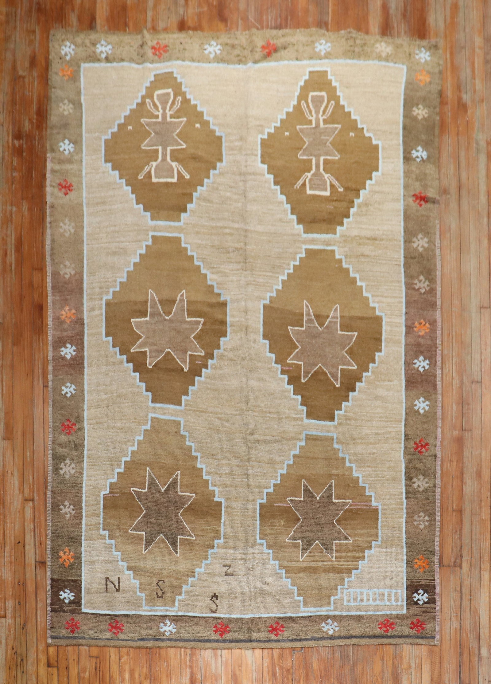 7' 4" x 11' 8" Turkish Kars Tribal Room Rug: 7' 4" x 11' 8" Turkish Kars Tribal Room Rug Mid 20th century Turkish Kars tribal rug with a bold geometric design. This pre-owned room-size rug is identified as a Kars type. Specifications Origin: Tur