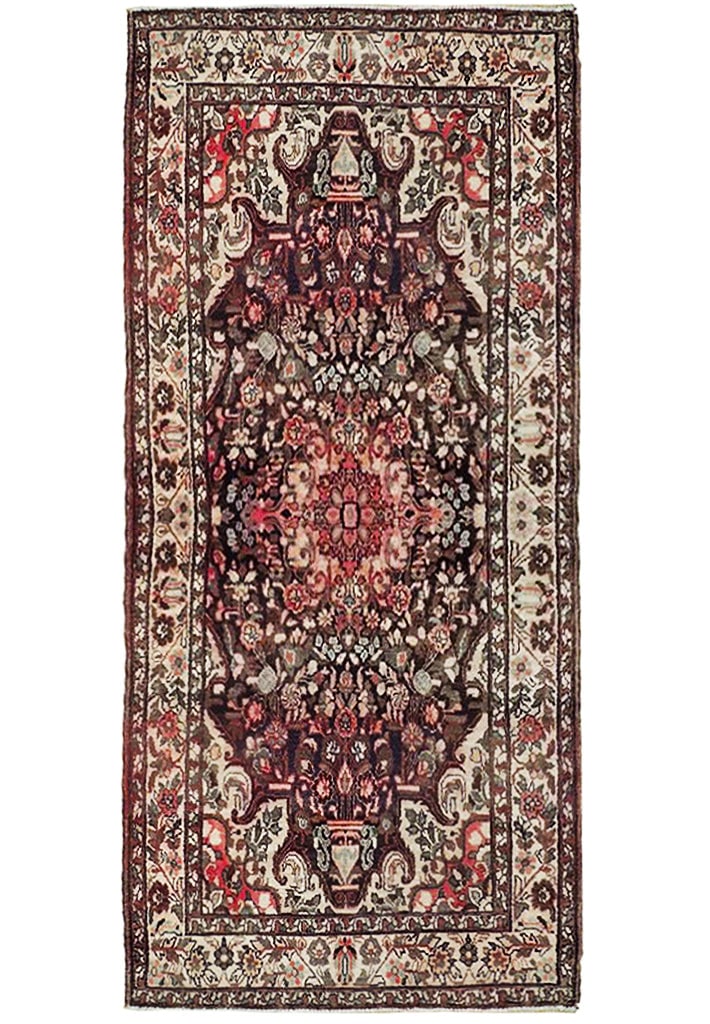 Elegant 4' x 9.7' Brown Handmade Persian Sarouk Rug: Elegant 4' x 9.7' Brown Handmade Persian Sarouk Rug Free continental US Shipping Transform your living space with this exquisite 4' x 9.7' Brown Fine Handmade Persian Sarouk Rug. Handcrafted by skille