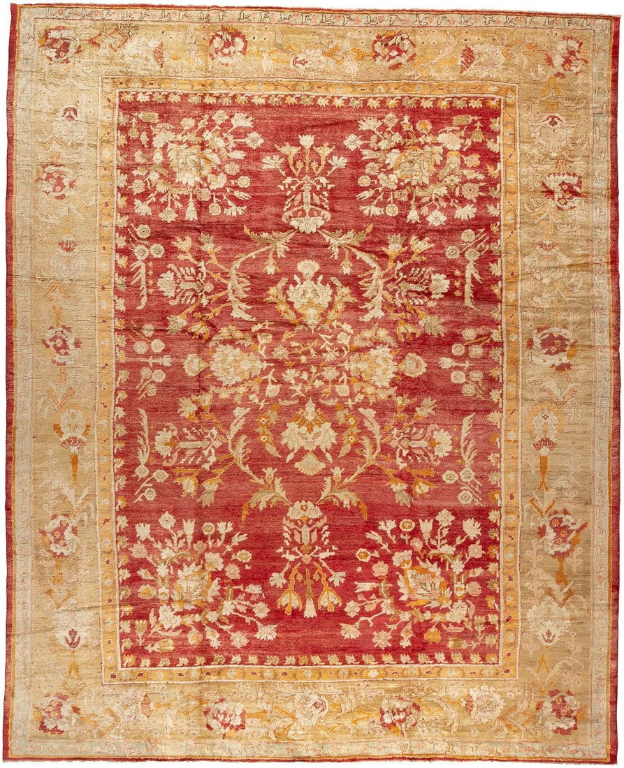 12' x 14' 10" Antique Turkish Oushak Angora Wool Rug (1 of 7)